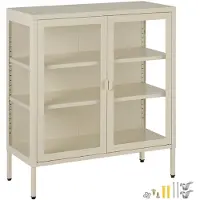 TecTake vitrine métallique - crème