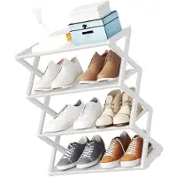 Unyqoos Étagère à chaussures – gain de place et réglable, 4 niveaux pour jusqu'à 12 paires de chaussures, pliable, stable pour l'entrée ou le placard, montage facile sans outils