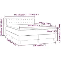 vidaXL Lit boxspring avec matelas Gris 140x190 cm Similicuir