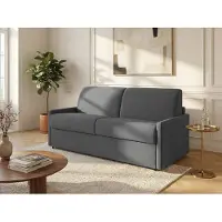 Vente-unique Canapé 3 Places Convertible Express En Tissu Calife - Gris - Couchage 140 Cm - Matelas 22 Cm
