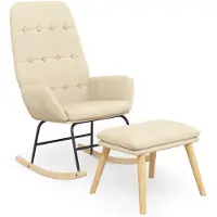 vidaXL Chaise à bascule avec repose-pied Crème Tissu