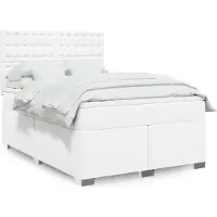 vidaXL Lit boxspring avec matelas blanc 160x200 cm similicuir