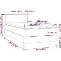 vidaXL Lit boxspring avec matelas Gris 80x200 cm similicuir