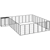 vidaXL Parc pour chien 34panneaux Noir 50x100cm Acier enduit de poudre