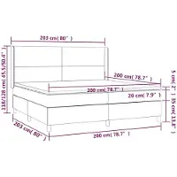 vidaXL Lit boxspring avec matelas noir 200x200 cm velours