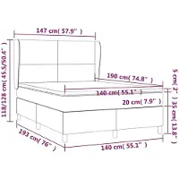 vidaXL Lit boxspring avec matelas bleu 140x190 cm Tissu