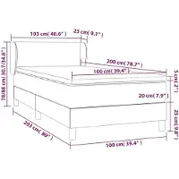 vidaXL Lit boxspring avec matelas bleu foncé 100x200 cm velours