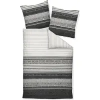 Janine linge de lit en lin fin 2 pièces housse de couette 155 x 220 cm taie d'oreiller 80 x 80 cm Davos 6481-08 platine graphite