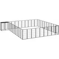vidaXL Parc pour chien 42panneaux Noir 50x100cm Acier enduit de poudre