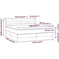 vidaXL Lit boxspring avec matelas bleu foncé 160x200 cm velours