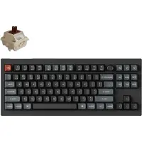 Keychron Clavier mécanique sans fil V3 Ultra 8K, configuration QWERTY US, entièrement assemblé, avec molette / Noir / Commutateurs Silk POM - Marron