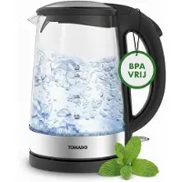 Tomado TWK1706G - Bouilloire en verre - 1,7 litres - Lumière LED bleue - Indicateur de niveau d'eau - Filtre anti-calcaire amovible - 2200 watts