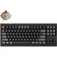 Keychron Clavier mécanique sans fil V3 Ultra 8K, configuration QWERTY US, entièrement assemblé, avec molette / Noir / Commutateurs Silk POM - Rouge