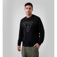 GUESS pour homme. M6YQ37K4103 Sweat à logo brodé noir (XS), Casuel, Coton