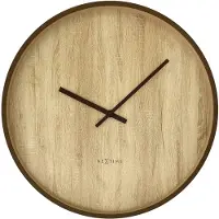 Nextime Horloge murale silencieuse de 50 cm, style Japandi, marron foncé/marron clair