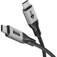 Goobay Câble USB-C, USB4 version 2.0, 1 m, noir/argent, 240 W, 5 A, 80 Gbit/s, Power Delivery, gaine textile