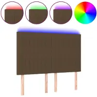 vidaXL Tête de lit LED brun foncé 144x5x118/128 cm Tissu