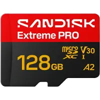 SanDisk Extreme PRO - Carte mémoire flash (adaptateur SD inclus) - 128 Go - A2 / Classe vidéo V30 / UHS-I U3 - microSDXC UHS-I