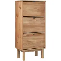 vidaXL Armoire à chaussures OTTA avec 3 tiroirs Marron Bois massif pin