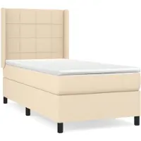 vidaXL Lit boxspring avec matelas Crème 80x200 cm Tissu