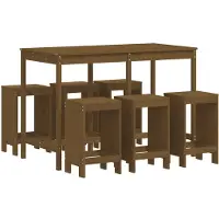 vidaXL Ensemble bar de jardin 7 pièces pin massif brun miel
