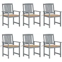 vidaXL Chaises de jardin avec coussins 6 pcs. Bois massif acacia gris