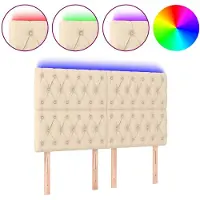 vidaXL Tête de lit LED Crème 160x7x118/128 cm Tissu