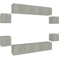 vidaXL Ensemble de 8 meubles TV en bois gris béton