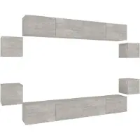 vidaXL Ensemble de 8 meubles TV en bois gris béton
