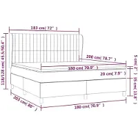vidaXL Lit boxspring avec matelas gris clair 180x200 cm velours
