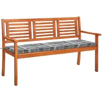 vidaXL banc de jardin 3 places avec support 150 cm en bois massif d'eucalyptus