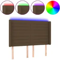vidaXL Tête de lit LED brun foncé 147x16x118/128 cm Tissu