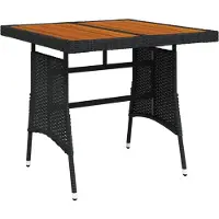 vidaXL Table de jardin noire 70x70x72 cm Poly rotin & bois massif acacia