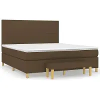 vidaXL Lit boxspring avec matelas brun foncé 180x200 cm Tissu