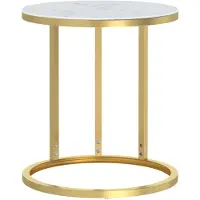 vidaXL Table d'appoint Doré et marbre blanc 45 cm Verre trempé