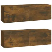 vidaXL Armoires murales TV 2 pcs. Chêne fumé 100x30x30 cm Matériau dérivé du bois