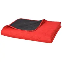 vidaXL Couvre-lit matelassé réversible rouge et noir 170x210 cm