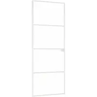 vidaXL Porte intérieure blanche 76x201,5 cm verre trempé & aluminium mince