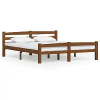 vidaXL Lit en bois massif pin brun miel 160x200 cm