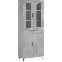 vidaXL Highboard gris béton 69,5x34x180 cm Bois composite