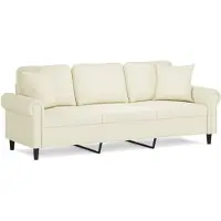 vidaXL Canapé 3 places avec oreillers décoratifs crème 180 cm velours