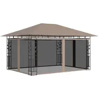 vidaXL Pavillon avec moustiquaire 4x3x2,73 m Taupe 180 g/m