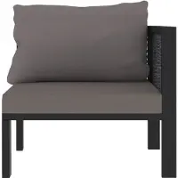 vidaXL Elément d'angle de canapé avec accoudoir gauche Poly rotin Anthracite