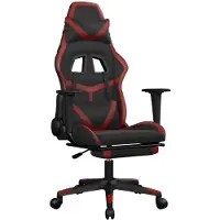vidaXL Fauteuil gaming avec fonction massage et repose-pieds, noir et bordeaux, similicuir