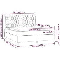 vidaXL Lit boxspring avec matelas noir 180x200 cm Tissu