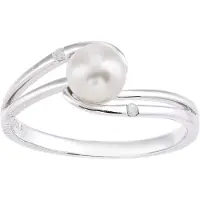 Diamant L'Eternel Bague 'Ring aus 375 Weißgold mit 0.02 Karat Diamant mit Perle' argent