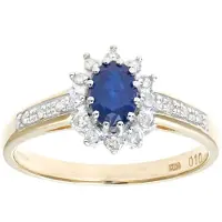 Diamant L'Eternel Bague 'Cluster-Ring aus 375 Gelbgold mit Diamant mit Saphir' or