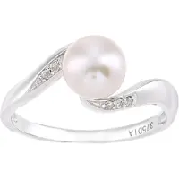 Diamant L'Eternel Bague 'Ring aus 375 Weißgold mit 0.04 Karat Diamant mit Perle' argent