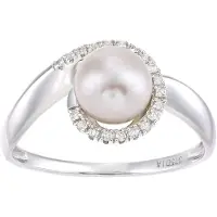 Diamant L'Eternel Bague 'Ring aus 375 Weißgold mit 0.08 Karat Diamant mit Perle' argent