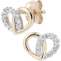 Diamant L'Eternel Boucles d'oreilles 'Ohrstecker aus 375 Gelbgold mit Diamant Herz-Design' or
